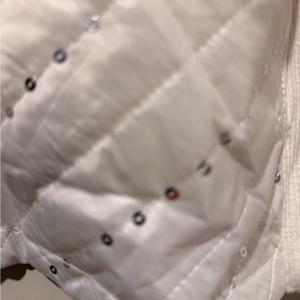 White Quilted Jacket with Silver Accents - Picture 4 of 7